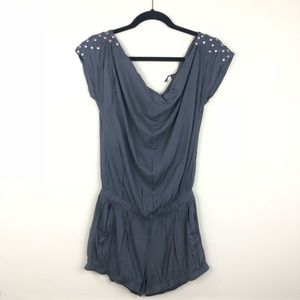 GRAY ROMPER WITH METAL DETAILING ON SHOULDER IN S